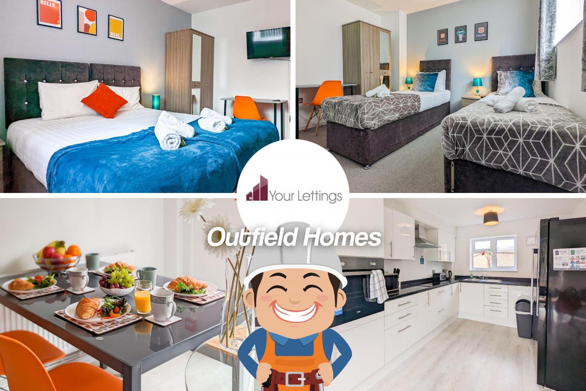 5-Bedroom Contractor House With 10 Beds Free Parking And Free Wifi - Outfield Homes By Your Lettings Short Lets & Serviced Accommodation Peterborough Exterior foto